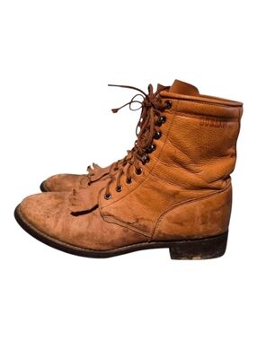 Durango Tan Leather Lace-Up Cowboy Western Roper Boots Men's Size 11.5EE